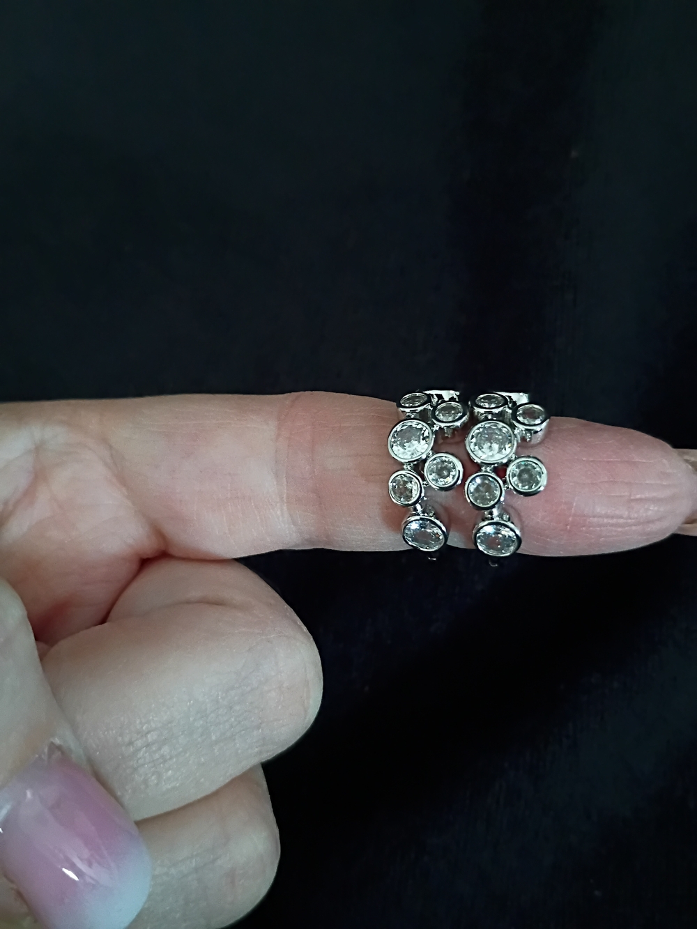 *NWOT* Silver Clear Crystal Cluster Hoop Earrings - Silver